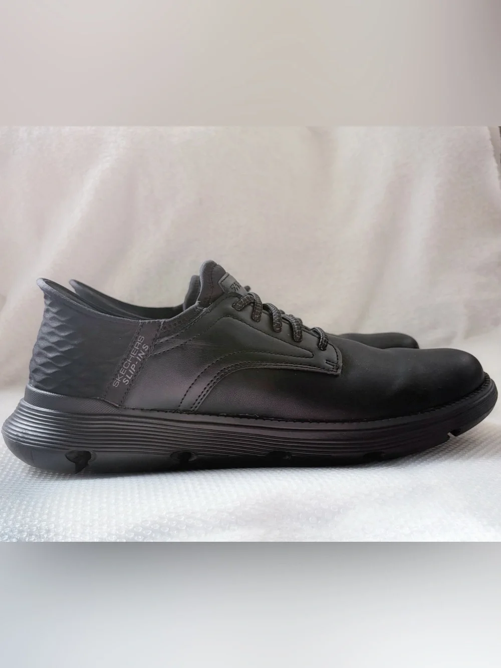 Skechers Black  Leather‎ Men's Slip-Ins Casual Loafer Sz 13